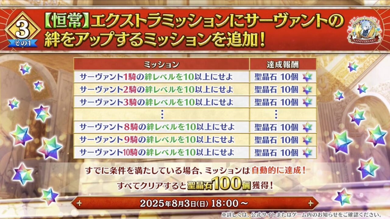 【FGO10周年】アンビーストU=オルガマリー登場!200連分の召喚+聖晶石1,000個!豪華キャンペーン&最新情報まとめ 22 スクリーンショット 2025 08 03 16.54.33